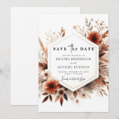 Minimale Waterverf Terracotta bruiloft Save The Date (Voorkant / Achterkant)