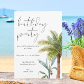 Minimale Waterverf Tropical Birthday Invitation Kaart