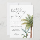 Minimale Waterverf Tropical Birthday Invitation Kaart (Voorkant)
