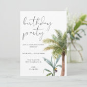 Minimale Waterverf Tropical Birthday Invitation Kaart (Staand voorkant)
