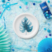 Minimale Waterverf tropische monstera lef Papieren Bordje (Feest)