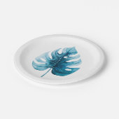 Minimale Waterverf tropische monstera lef Papieren Bordje (Gekanteld)