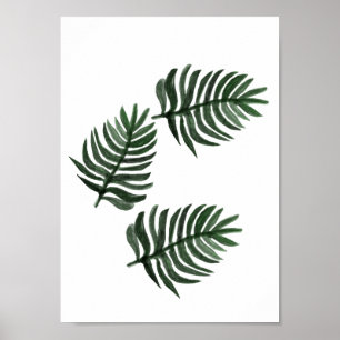 Minimale Waterverf Tropische palmbladeren Kunst Poster
