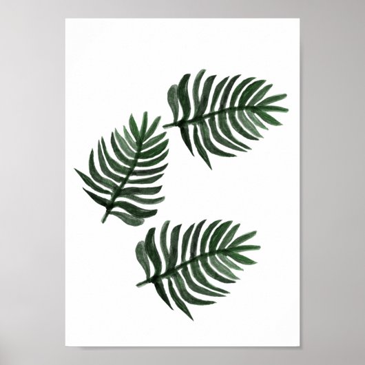 Minimale Waterverf Tropische palmbladeren Kunst Poster (Voorkant)