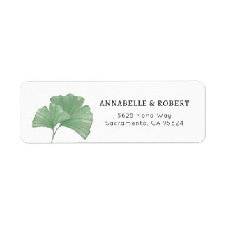 Minimale Waterverf tussen Grieks Ginkgo-bomen Etiket