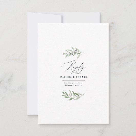 Minimale waterverf van de olijftak voor het huweli (Voorkant)