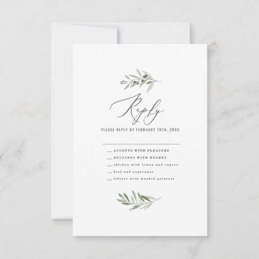 Minimale waterverf van de olijftak voor het huweli (Achterkant)