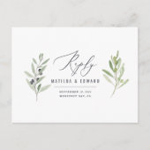 Minimale waterverf van de olijftak voor het huweli briefkaart (Voorkant)