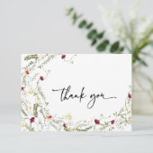 Minimale Waterverf van elegante wilde bloemen Bedankkaart (Staand voorkant)