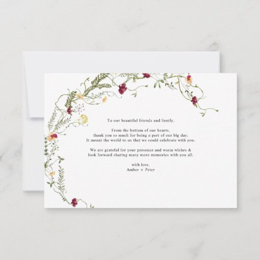 Minimale Waterverf van elegante wilde bloemen Bedankkaart (Achterkant)