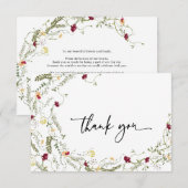 Minimale Waterverf van elegante wilde bloemen Bedankkaart (Voorkant / Achterkant)