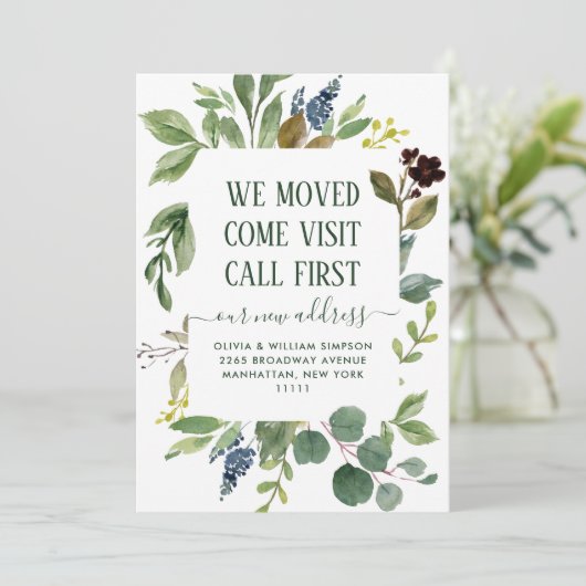 Minimale Waterverf van Eucalyptus Greenery Moving Aankondiging (Staand voorkant)