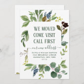 Minimale Waterverf van Eucalyptus Greenery Moving Aankondiging (Voorkant / Achterkant)