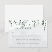 Minimale Waterverf van het afgevuurde lederhuwelij RSVP Kaartje (Voorkant / Achterkant)