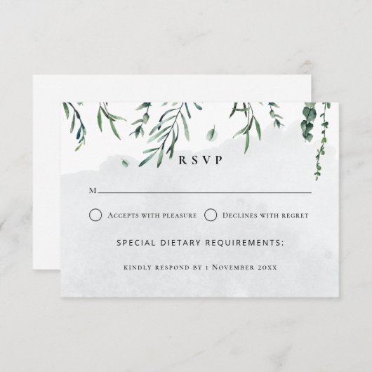 Minimale Waterverf van het afgevuurde lederhuwelij RSVP Kaartje (Voorkant / Achterkant)