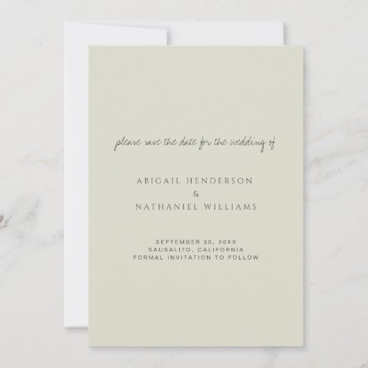 Minimale Waterverf voor moderne lichtgroene bomen Save The Date (Achterkant)