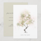 Minimale Waterverf voor moderne lichtgroene bomen Save The Date (Voorkant / Achterkant)