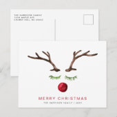 Minimale Waterverf voor rendieren Moderne kerst Feestdagenkaart (Voorkant / Achterkant)