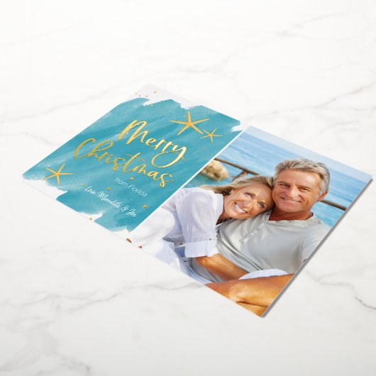 Minimale Waterverf voor strand Folie Feestdagenkaart (Gedraaid)