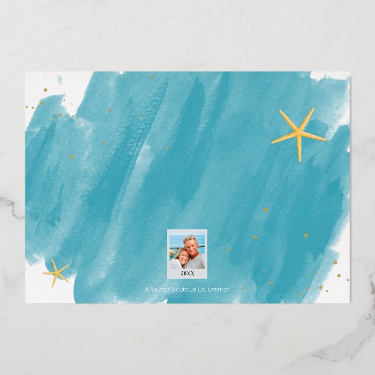 Minimale Waterverf voor strand Folie Feestdagenkaart (Achterkant)