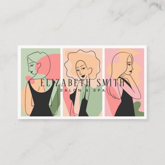 Minimale Waterverf Vrouwen Fotosalon & Spa Roze Visitekaartje (Voorkant)