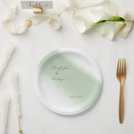 Minimale Waterverf weddenschap met kalligrafie Papieren Bordje