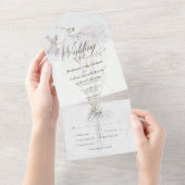 Minimale Waterverf Wildbloemen Bouquet Dinner All In One Uitnodiging (Afscheurbaar)