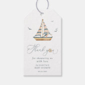 Minimale waterverf zeilboot nautische babyshower cadeaulabel (Voorkant)