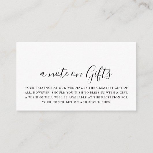 Minimale weddenschap met kalligrafie informatiekaartje (Voorkant)