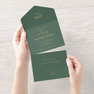 Minimale weddenschap tussen Sage en Gold Branch All In One Uitnodiging