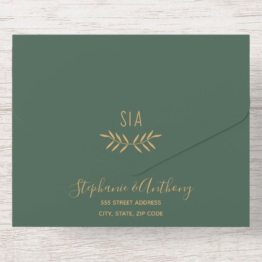 Minimale weddenschap tussen Sage en Gold Branch All In One Uitnodiging (Achterzijde)