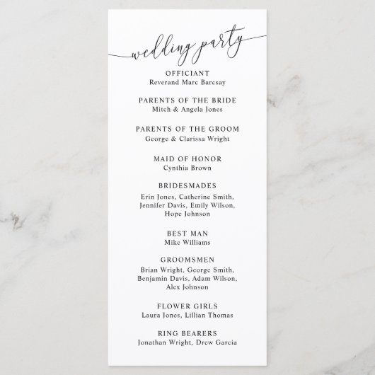 Minimale weddenschappen programmakaart (Achterkant)