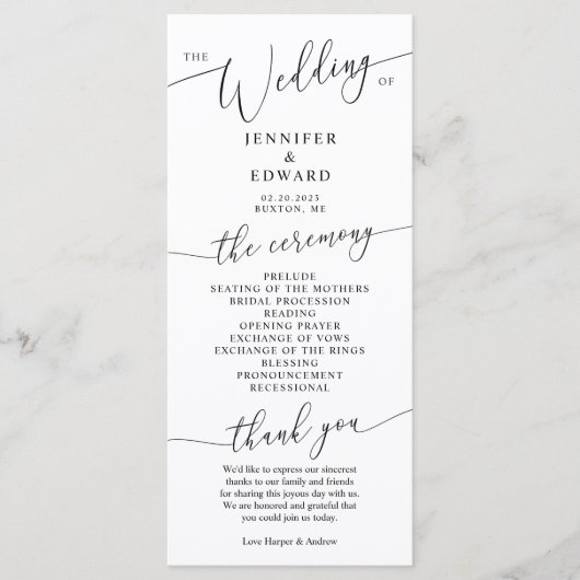 Minimale weddenschappen programmakaart (Voorkant)