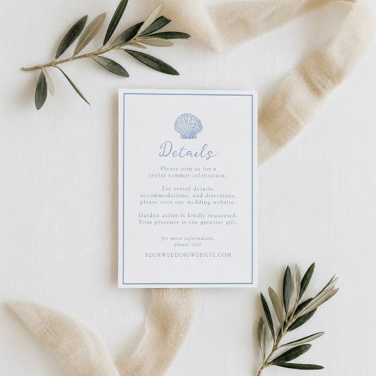 Minimale Wedkaarten met Schelpdetails Informatiekaartje