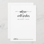 Minimale weduwschappen met kalligrafie advieskaart<br><div class="desc">Deze minimalistische kalligrafie bruiloft wenst een goede advieskaart voor een rustige bruiloft. Het eenvoudige en elegante ontwerp kenmerkt klassieke en fancy manuscripttypografie in zwart-wit. Deze kaarten zijn perfect voor een bruiloft, vrijgezellenfeest, baby shower, graduatiedag en nog veel meer. Pas de kaarten aan met de namen van de bruid en de...</div>