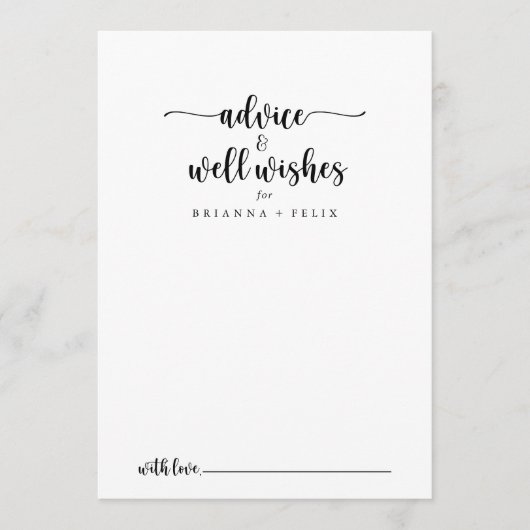 Minimale weduwschappen met kalligrafie advieskaart (Voorkant)