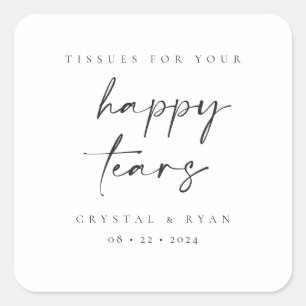 Minimale weefselbruiloft voor vrolijke tranen Stic Vierkante Sticker