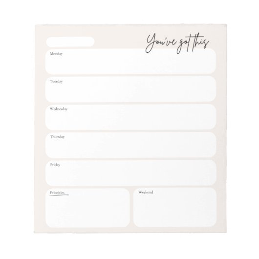 Minimale weekplanner notitieblok (Voorkant)