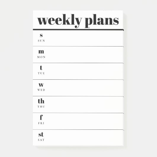 Minimale weekplanner plaknotitieblok post-it® notes (Voorkant)