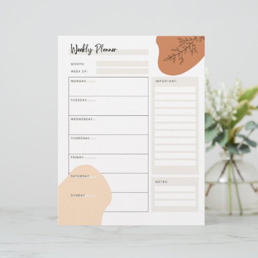 Minimale weekplanning (Staand voorkant)