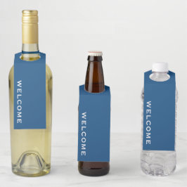 Minimale Welkom Blauwe Fles Hanger Label