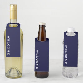 Minimale Welkom Navy Fles Hanger Label