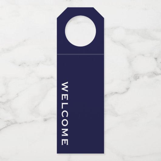 Minimale Welkom Navy Fles Hanger Tag (Voorkant)