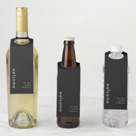 Minimale Welkom Zwarte Fles Hanger Label