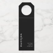 Minimale Welkom Zwarte Fles Hanger Label (Voorkant)