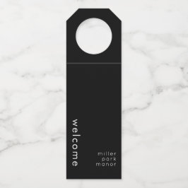Minimale Welkom Zwarte Fles Hanger Label