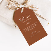 Minimale welkomstcadeLabels met leboog-terracotta- Cadeaulabel