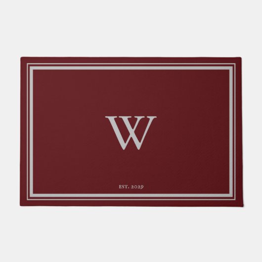 Minimale welkomstmaroon Monogram | Grijze breedten Deurmat (Voorkant)