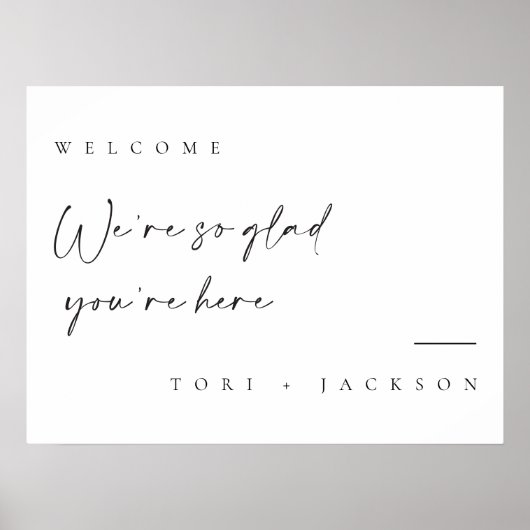 Minimale welkomstnaam bruiloft Poster bord (Voorkant)