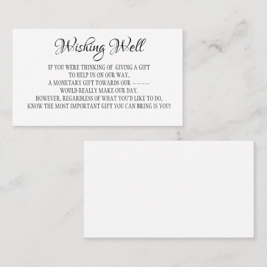 Minimale wens voor huwelijksuitnodiging visitekaartje (Voorkant / Achterkant)